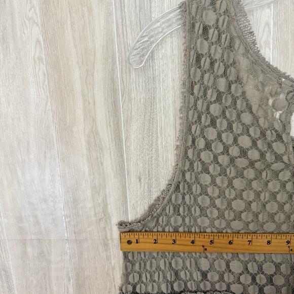 Free People Blouse Size Medium Varsity Lace Peplum Top Boho Chic Romantic Brown - Picture 13 of 14